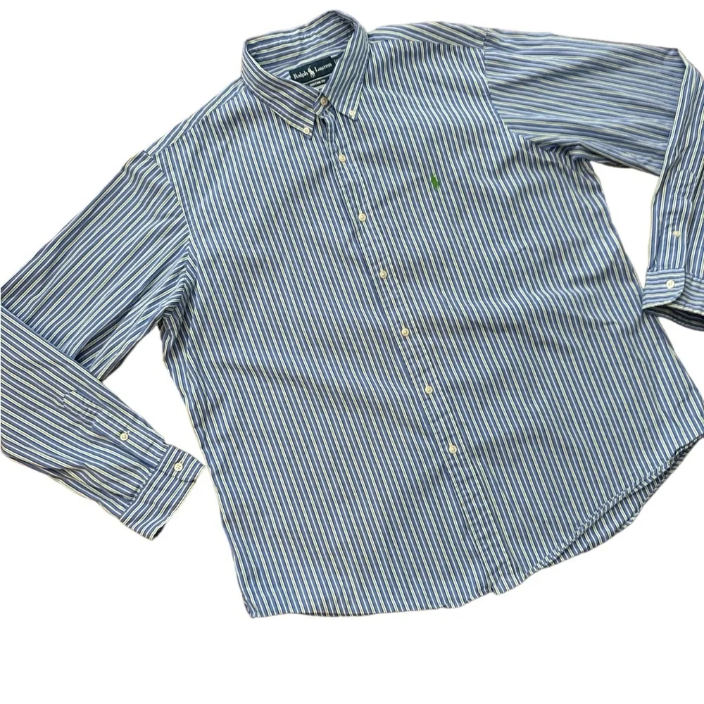Polo Ralph Lauren Men’s Size XXL‎ Long Sleeve Button Up Shirt Blue/Green/White